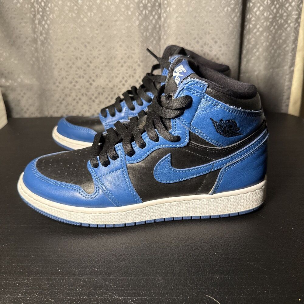 Jordan Air Jordan 1 Mid Shoes Youth Size 7Y Blue Black Basketball 575441-404